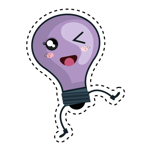 Ampoule lumière kawaii caractère — Image vectorielle