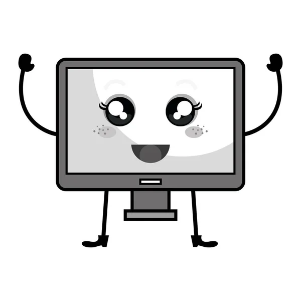 Monitor számítógép kawaii karakter — Stock Vector