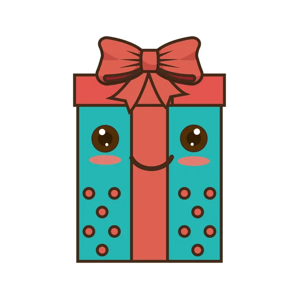 Frohe Weihnachten Geschenke kawaii Stil — Stockvektor