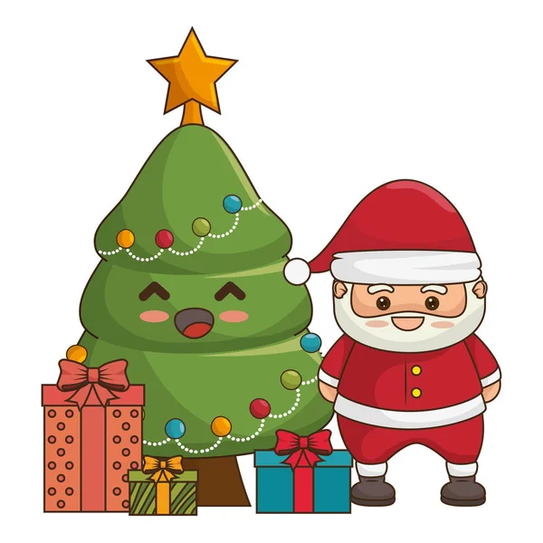 Веселий різдвяний персонаж Санта Клауса Каваї — стоковий вектор