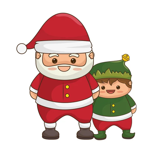 Feliz Natal Papai Noel caráter kawaii — Vetor de Stock