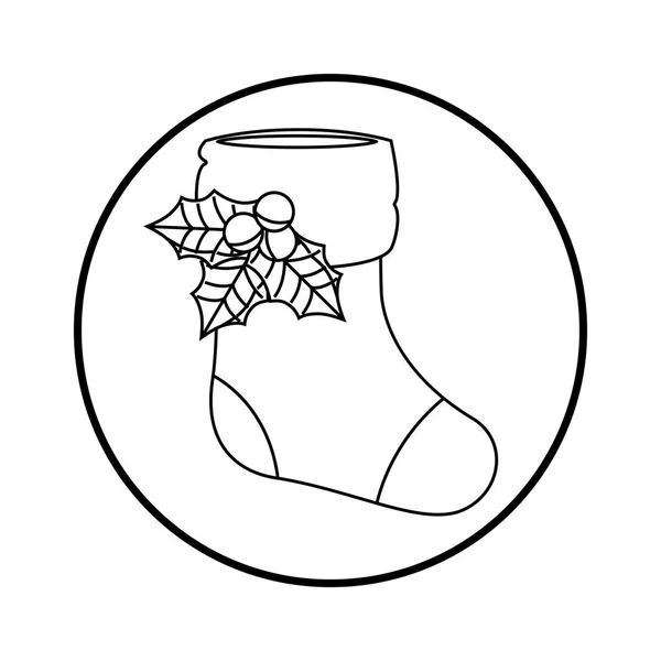 Šťastné veselé vánoční ponožka karta — Stockový vektor