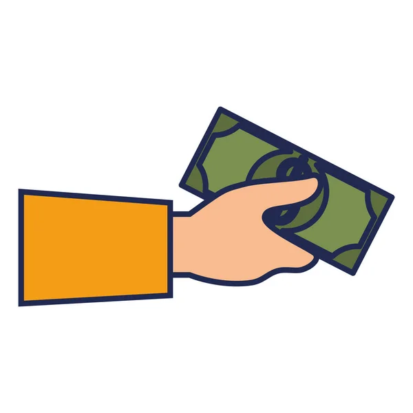 Person med bill pengar isolerade ikon — Stock vektor