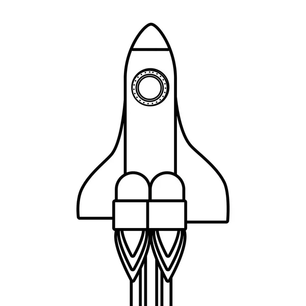 Cohete volar en el icono del espacio — Vector de stock