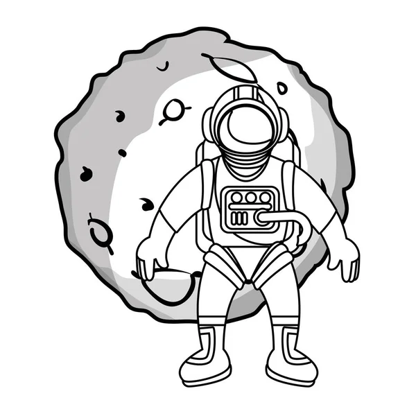 Lua do sistema solar com astronauta —  Vetores de Stock
