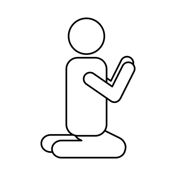 Silhueta humana ícone de oração —  Vetores de Stock