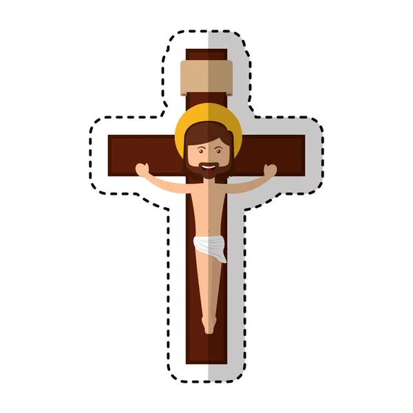 Jesuschrist på ikonen cross avatar tecken — Stock vektor