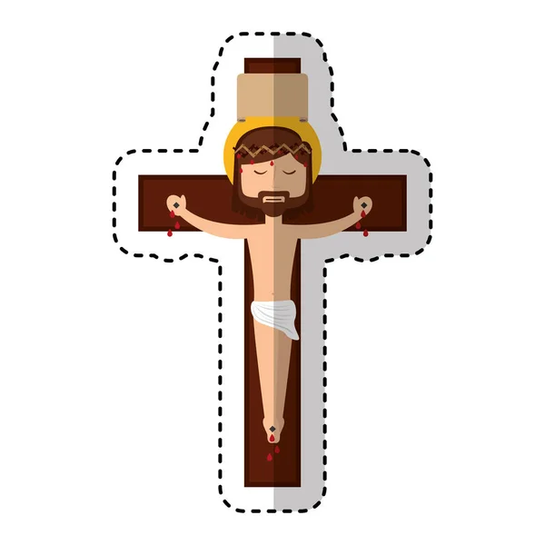 Jesuschrist on the cross avatar character icon — Stock Vector