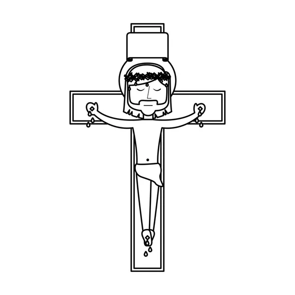 Jesuschrist on the cross avatar character icon — Stock Vector