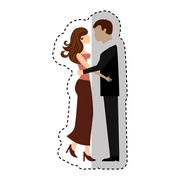 Lovers couple characters icon — Stock Vector