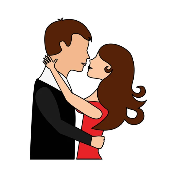 Lovers couple characters icon — Stock Vector