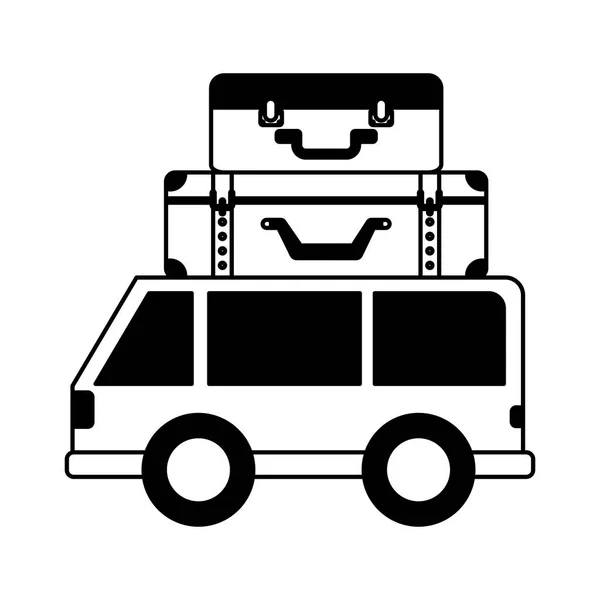 Ταξίδι με το αυτοκίνητο όχημα με το εικονίδιο βαλίτσες — Διανυσματικό Αρχείο