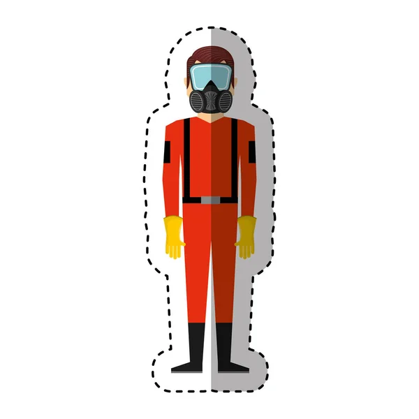 Werknemer avatar met veiligheid pak — Stockvector