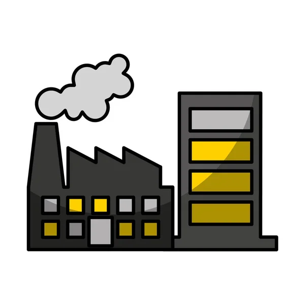Fábrica planta edificio industrial — Vector de stock