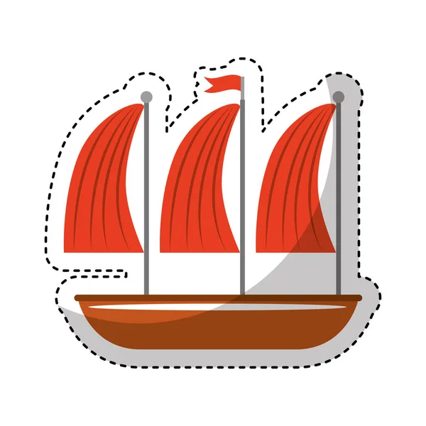 Sailboat vehicle isolated icon — Stock Vector