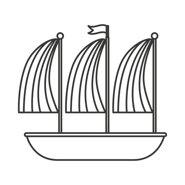 Sailboat vehicle isolated icon — Stock Vector