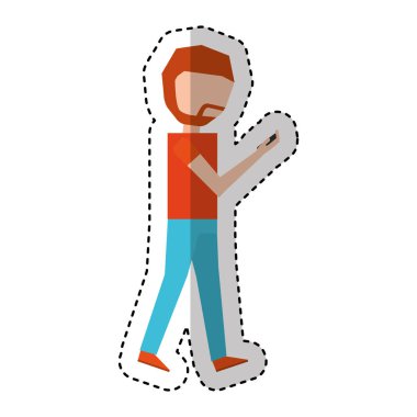 smartphone avatar karakter ile genç adam