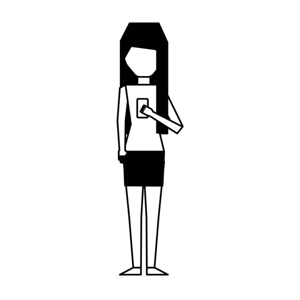 Young woman with smartphone avatar character — Stock Vector