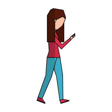 smartphone avatar karakter olan kadın