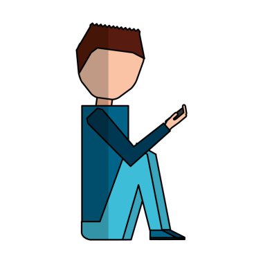 smartphone avatar karakter ile genç adam