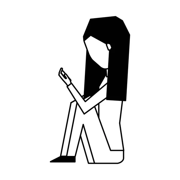 Wanita muda dengan karakter avatar smartphone - Stok Vektor