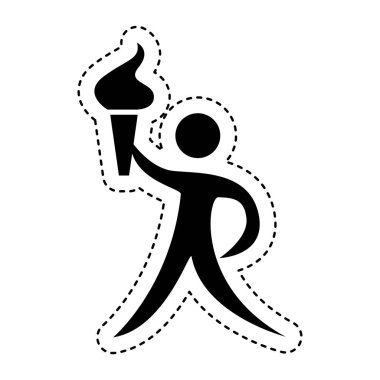 atlet figürü meşale olimpic simgesi ile insan