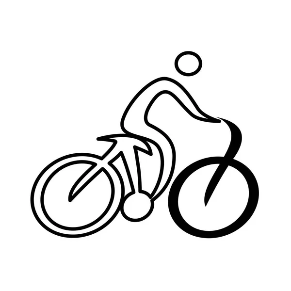 Atleet figuur menselijke met fiets pictogram — Stockvector