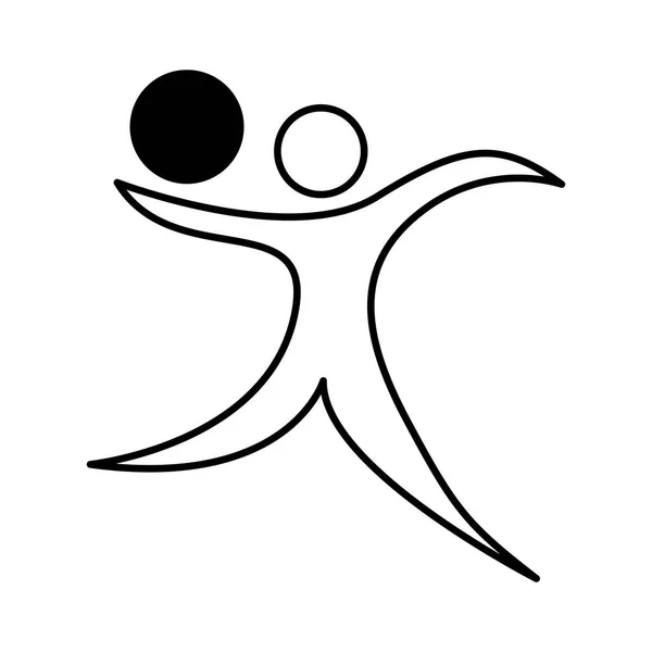 Atleet figuur menselijke met ballon pictogram — Stockvector