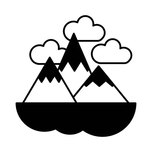 Silueta de montaña icono aislado — Vector de stock