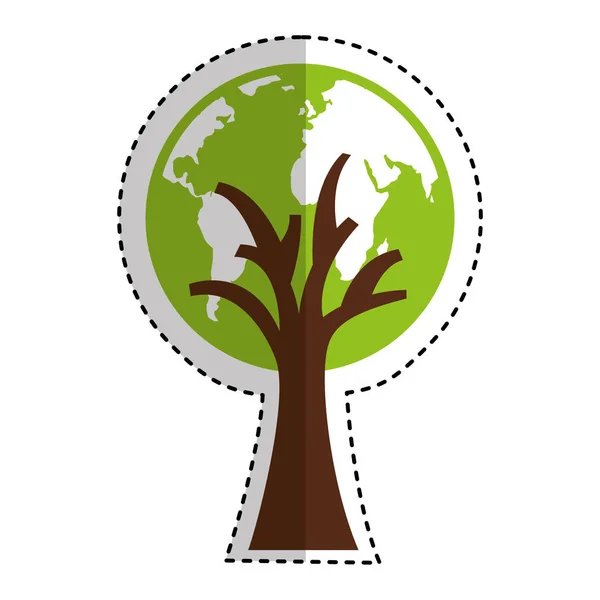 Tree plant with earth planet — Stock Vector