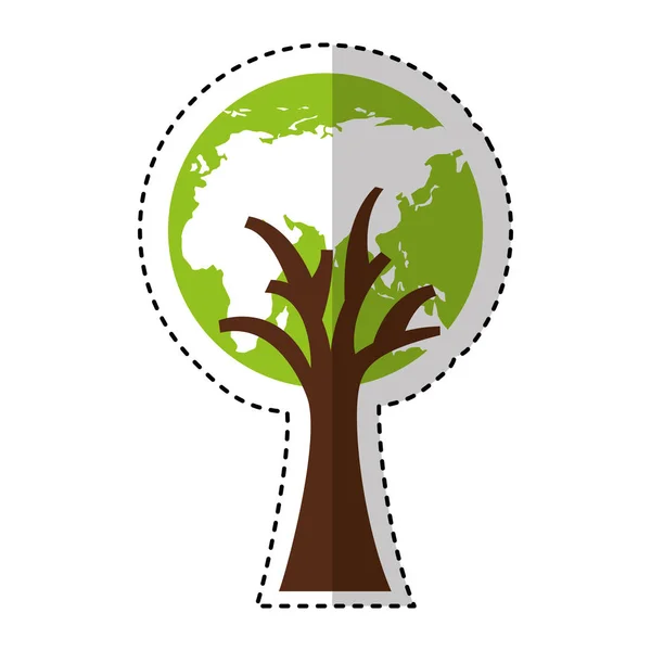 Tree plant with earth planet — Stock Vector