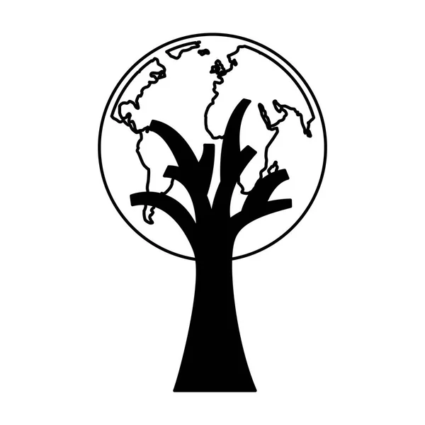 Planta de árbol con planeta tierra — Vector de stock