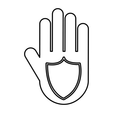 kalkan siluet simge ile insan el