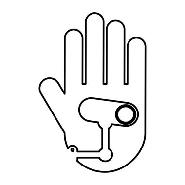 CCTV kamera siluet simge ile insan el