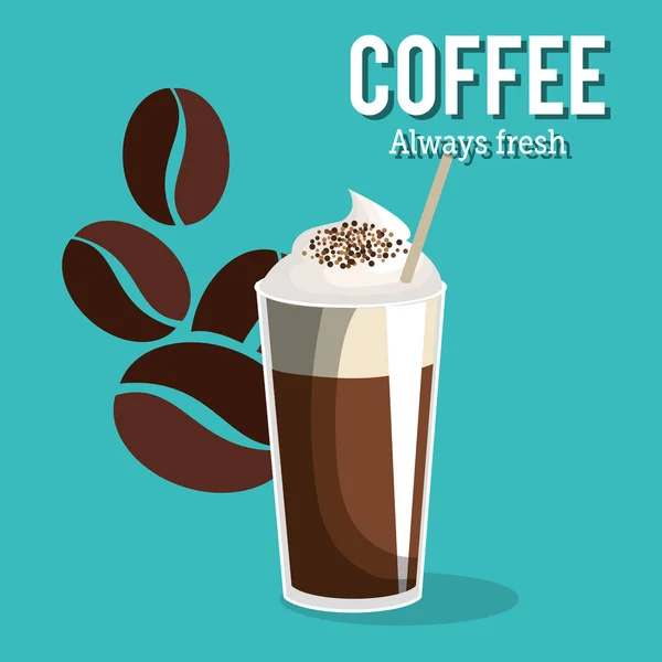 Lahodnou kávu vždy čerstvou plakát — Stockový vektor