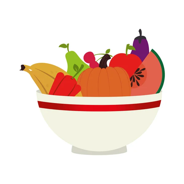 Plato con frutas frescas — Vector de stock
