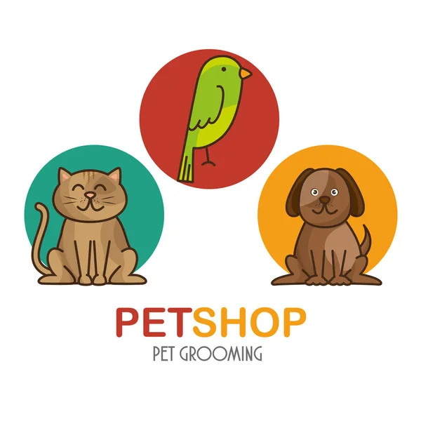 Group animals pet shop — Stock Vector