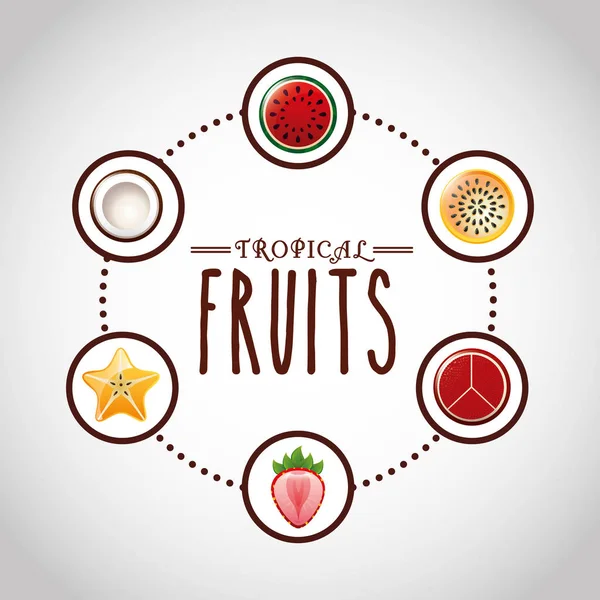 Menú fresco de frutas tropicales — Vector de stock