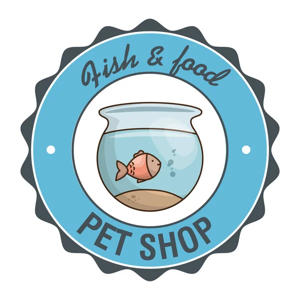 Icono de tienda de mascotas pescado — Vector de stock
