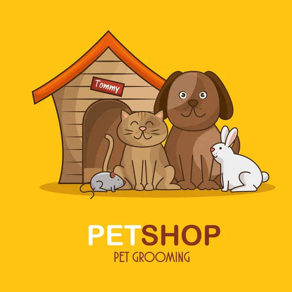 Grupo animais pet shop —  Vetores de Stock