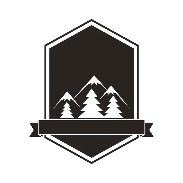 Skog landskap ram emblem — Stock vektor