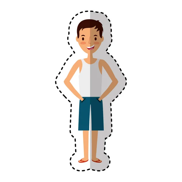 Jeune homme personnage avec des vêtements d'été — Image vectorielle