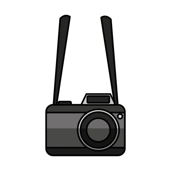 Fotocamera fotografica con icona flash — Vettoriale Stock