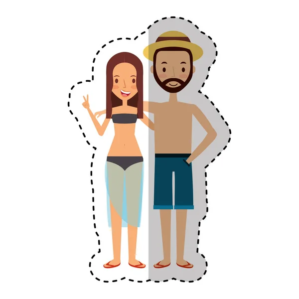 Personajes jóvenes con ropa de verano — Vector de stock