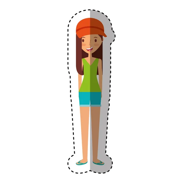 Junge Frau mit Sommerkleidung — Stockvektor