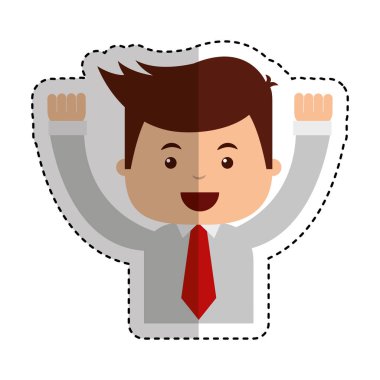 işadamı komik karakter simgesini Kaldır ellerini ile