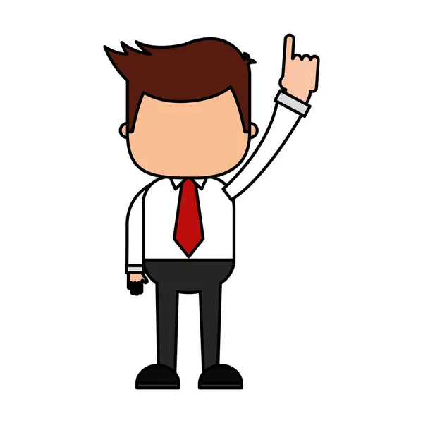 Homem de negócios engraçado com as mãos para cima ícone de caráter —  Vetores de Stock