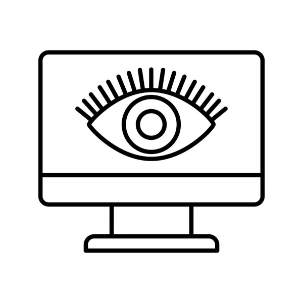 Монитор компьютера с изолированным значком глаза — стоковый вектор