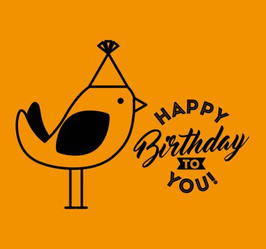 mutlu doğum günü kutlama kartı ile kuş