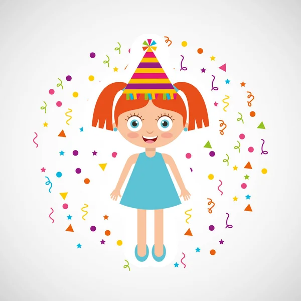 Cartão de celebração de aniversário feliz com criança — Vetor de Stock